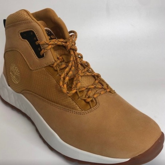 Timberland Mens Solar Wave Mid Hiking Trail Boots Brown Leather Lace Up 11 M New - Picture 1 of 8